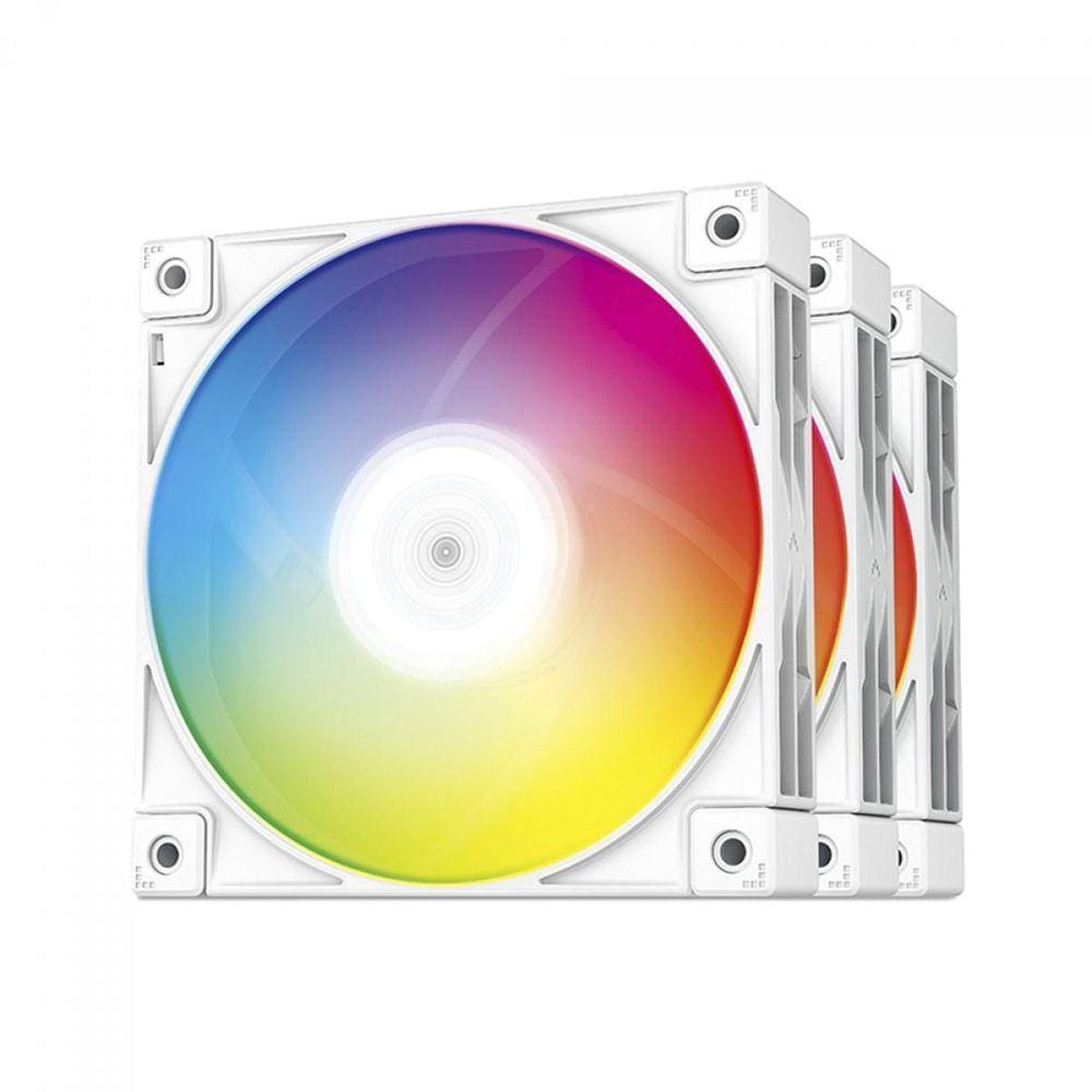 Kit Fan Com 3 Unidades Deepcool Fc120 Wh Rgb 120Mm - White