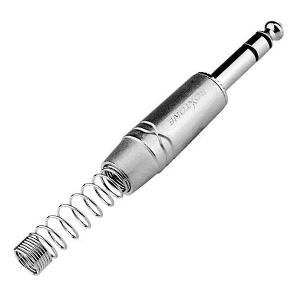 Conector P10 Stereo RJ3PP-NN Roxtone Prateado 7cm