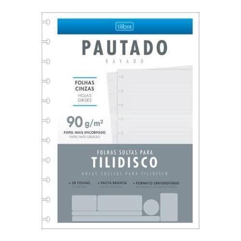 Refil Tilidisco Pautado 50Fls Cinza 90Grs Tilibra