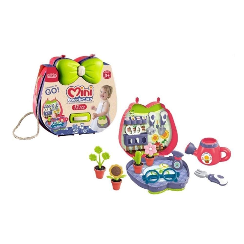 Maletinha Alça Mini Brinquedo Jardinagem 14 Peças Bolsinha