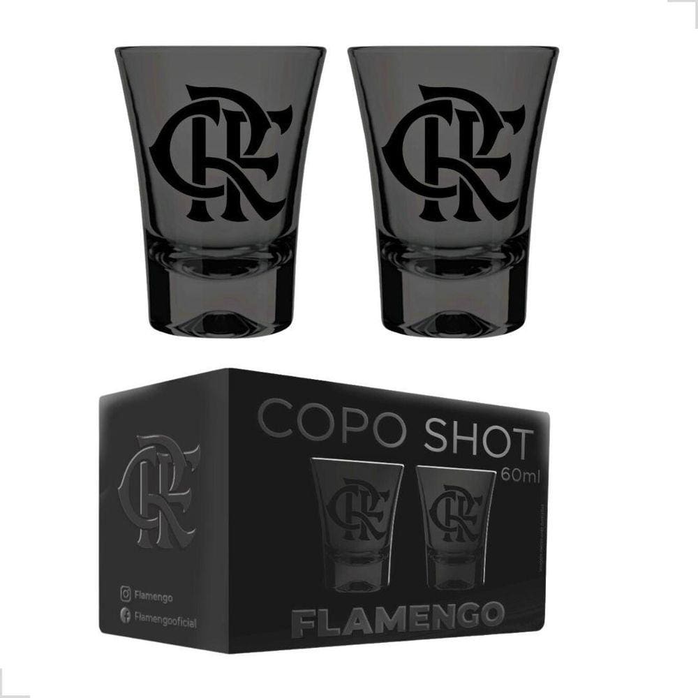 Jogo 2 Copos Shot Tequila Flamengo 60ml Licenciado