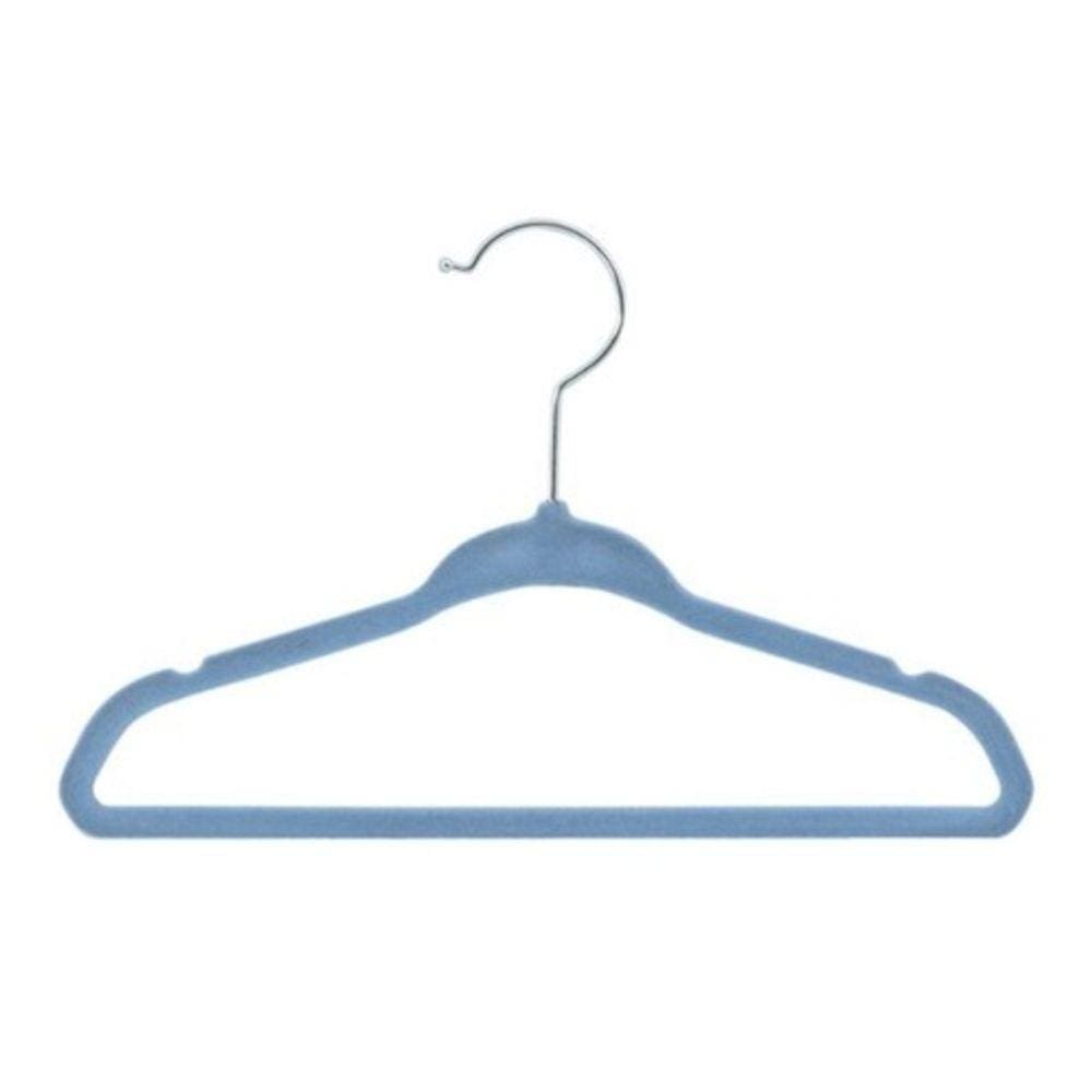 Cabide Veludo Infantil Slim Azul Kit 40