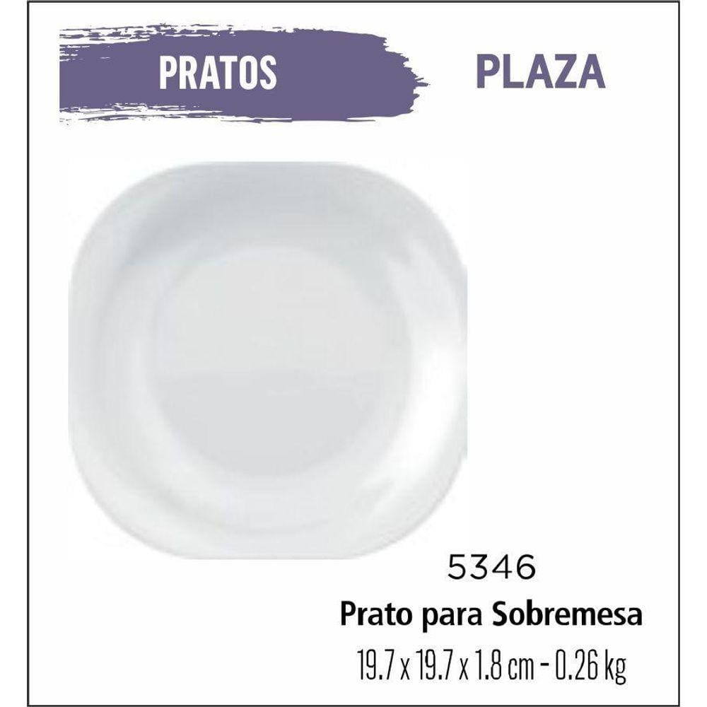 Jogo De Prato Plaza 12 Pratos Sobremesa - Lanche - Branco