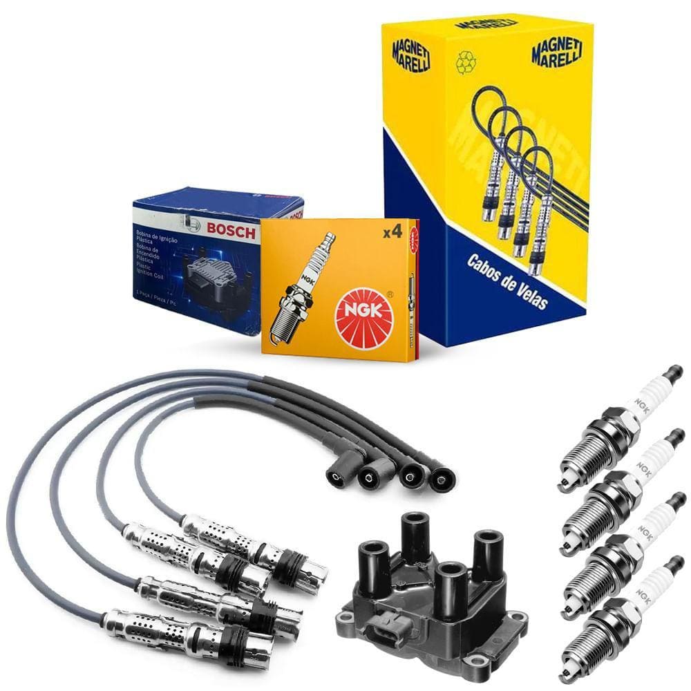 Kit Vela Cabo Bobina Palio Fire 1.3 16V 2000 a 2003 Gasolina