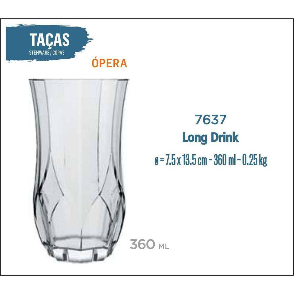 Jogo De 12 Copos Ópera 360Ml - Uso Diário