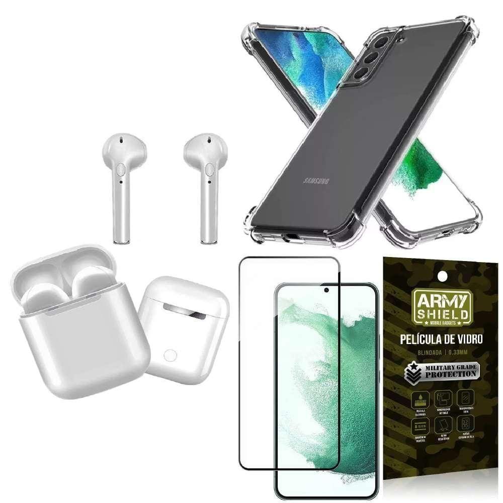 Capa Samsung S22 Plus + Fone Ouvido Bluetooth + Película 3D