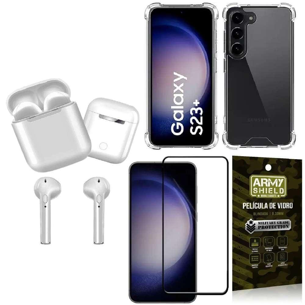 Capa Samsung S23 Plus + Fone Ouvido Bluetooth + Película 3D