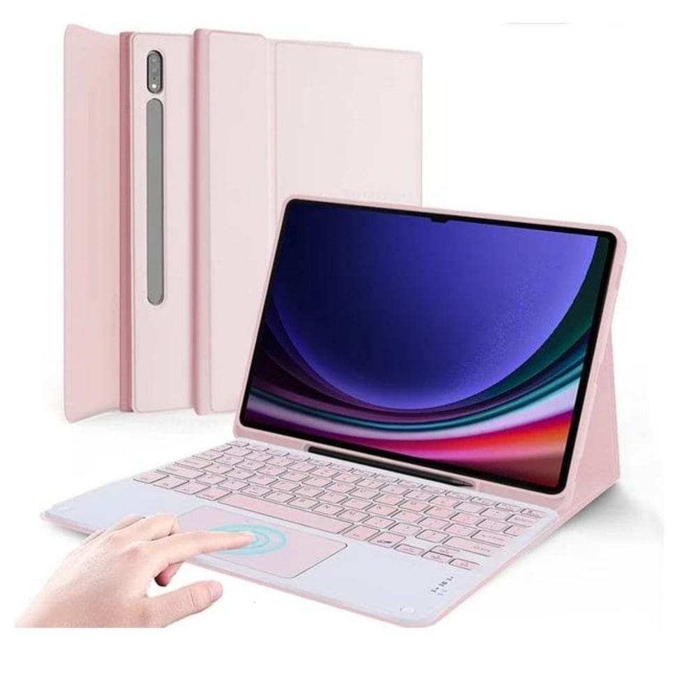 Capinha Teclado Magnética Tablet Samsung S9 Rosa Claro