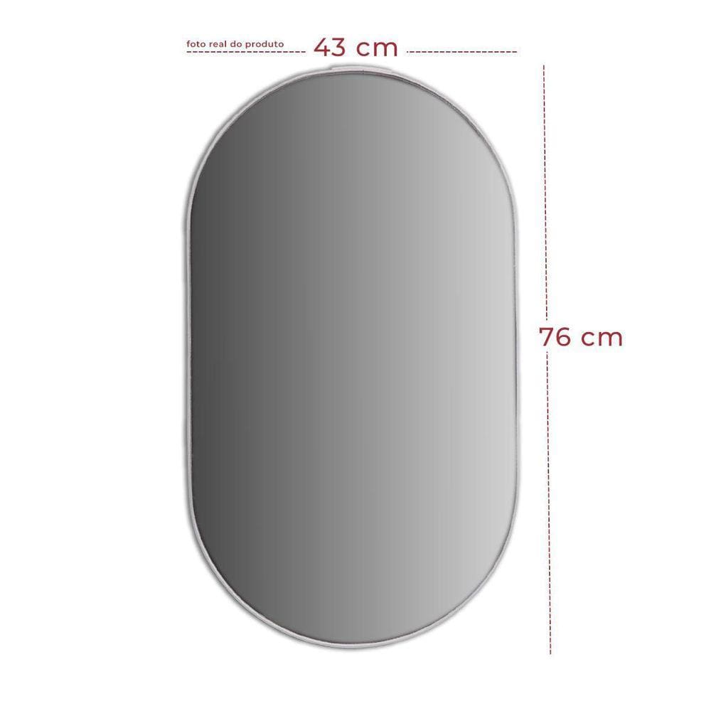 Espelho Decorativo Oval Corpo Inteiro Luxo Com Moldura Couro