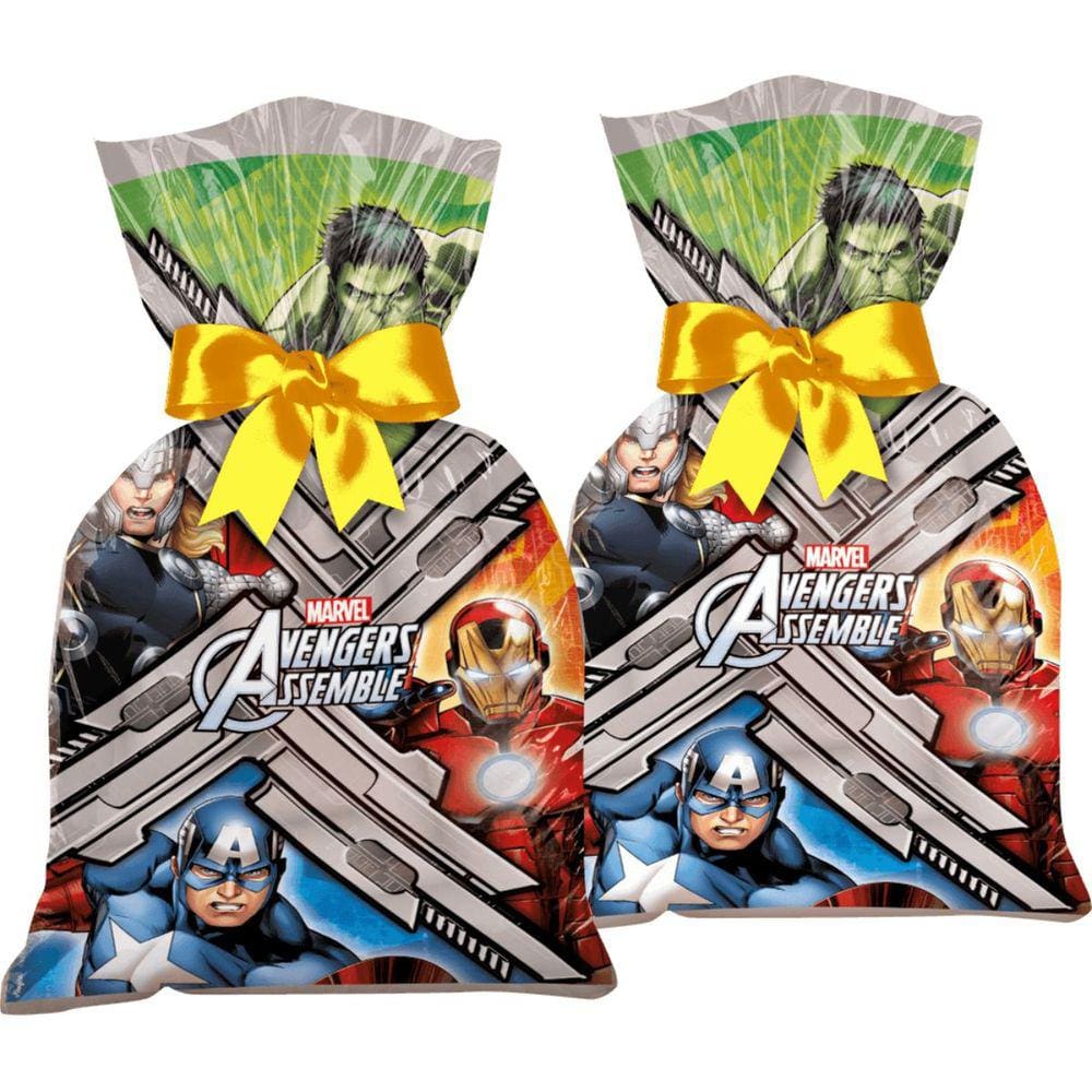 Sacola Plástica Avengers 14x27cm 12 Unidades