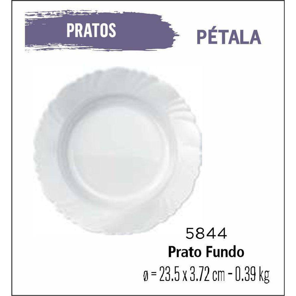 Jogo De Prato Pétala 04 Pratos Fundos - Sopa - 23Cm Branco
