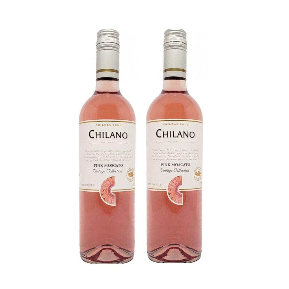 Kit Vinho Chilano Pink Moscato Rosé Suave 750ml 2 unidades