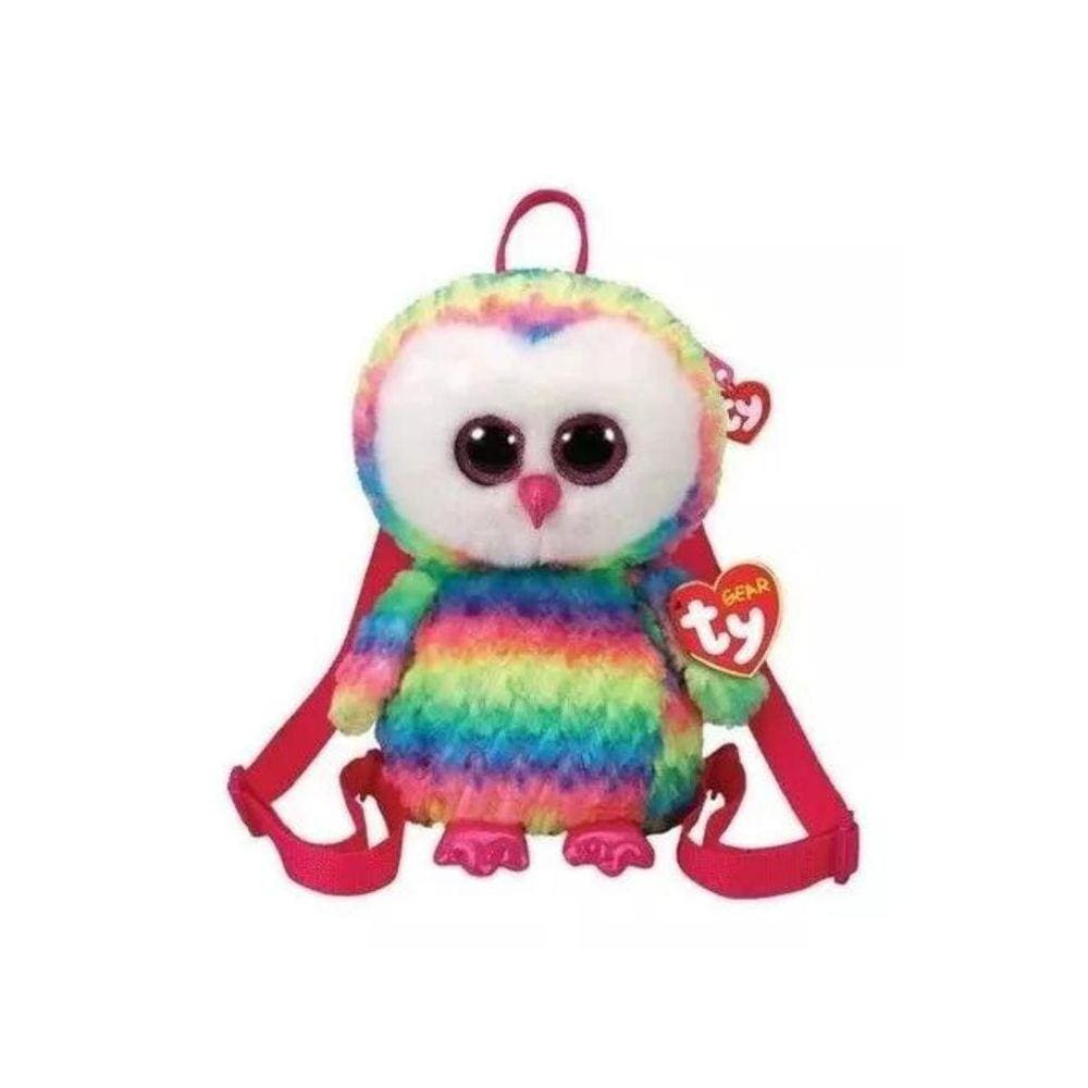 Pelúcia Mochila Infantil Ty Fashion Owen Coruja Colorida 502