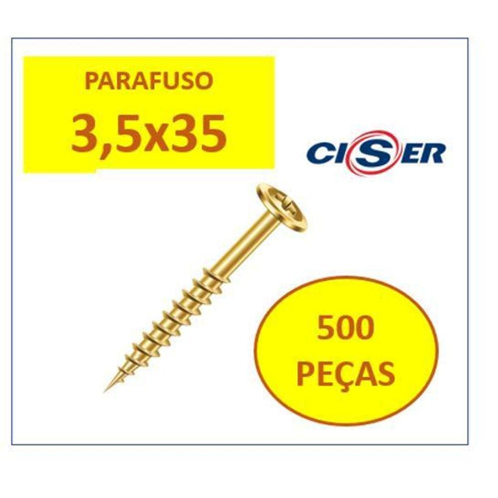 Parafuso Chipboard Flangeado 500 Peças 3,5X35 Para Madeira