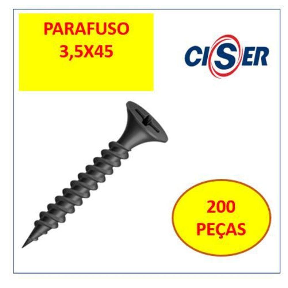 Parafusos Drywall Ponta Agulha 3,5X45 Cab/ Trobeta 200 Pçs
