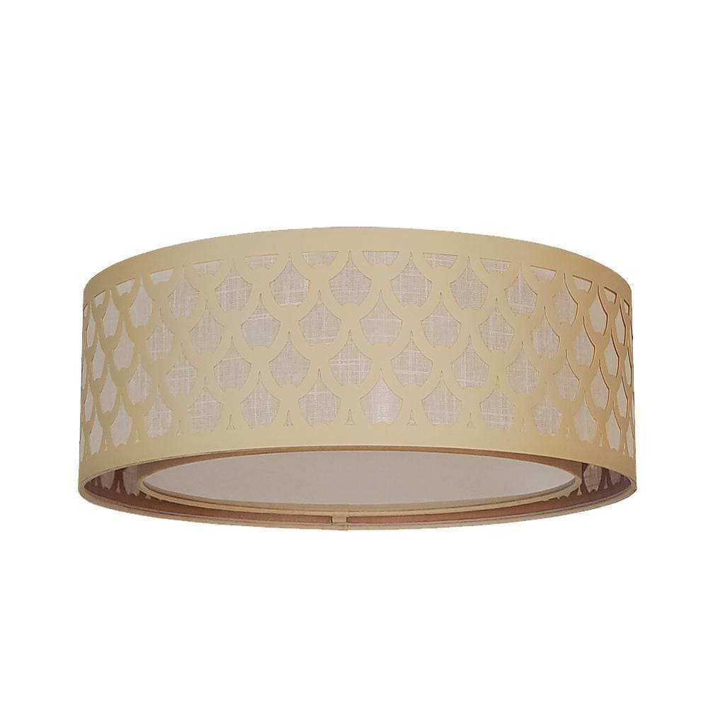 Luminária De Teto Plafon Trama Cúpula Dupla Cru 50X16