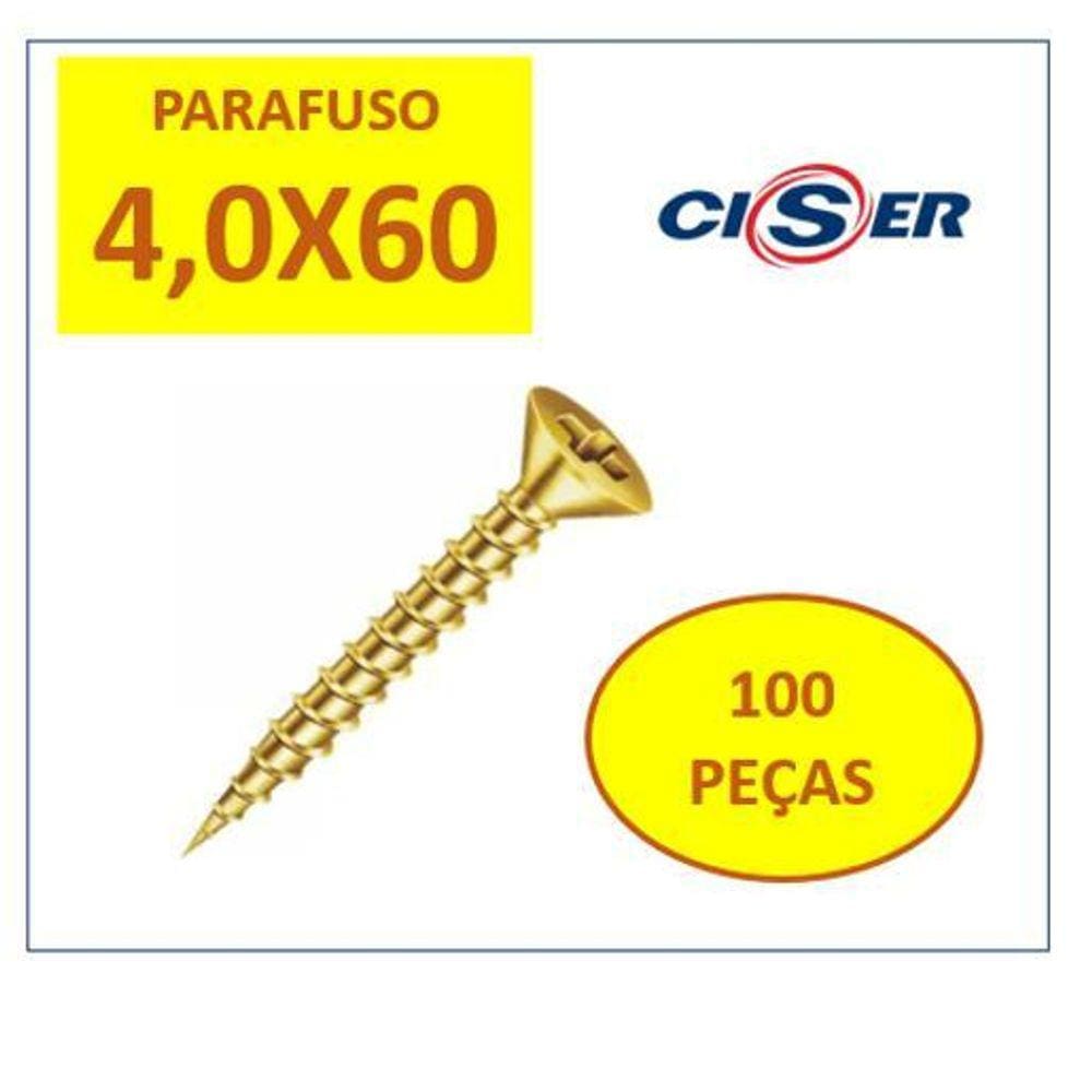 Parafuso Chipboard 4,5X60 Cabeça Chata Para Madeira 100 Un