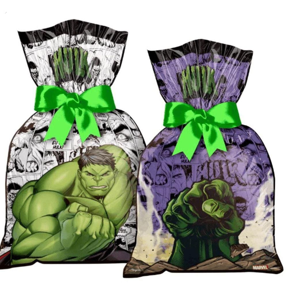 Sacola Plástica Hulk 14x27cm 12 Unidades