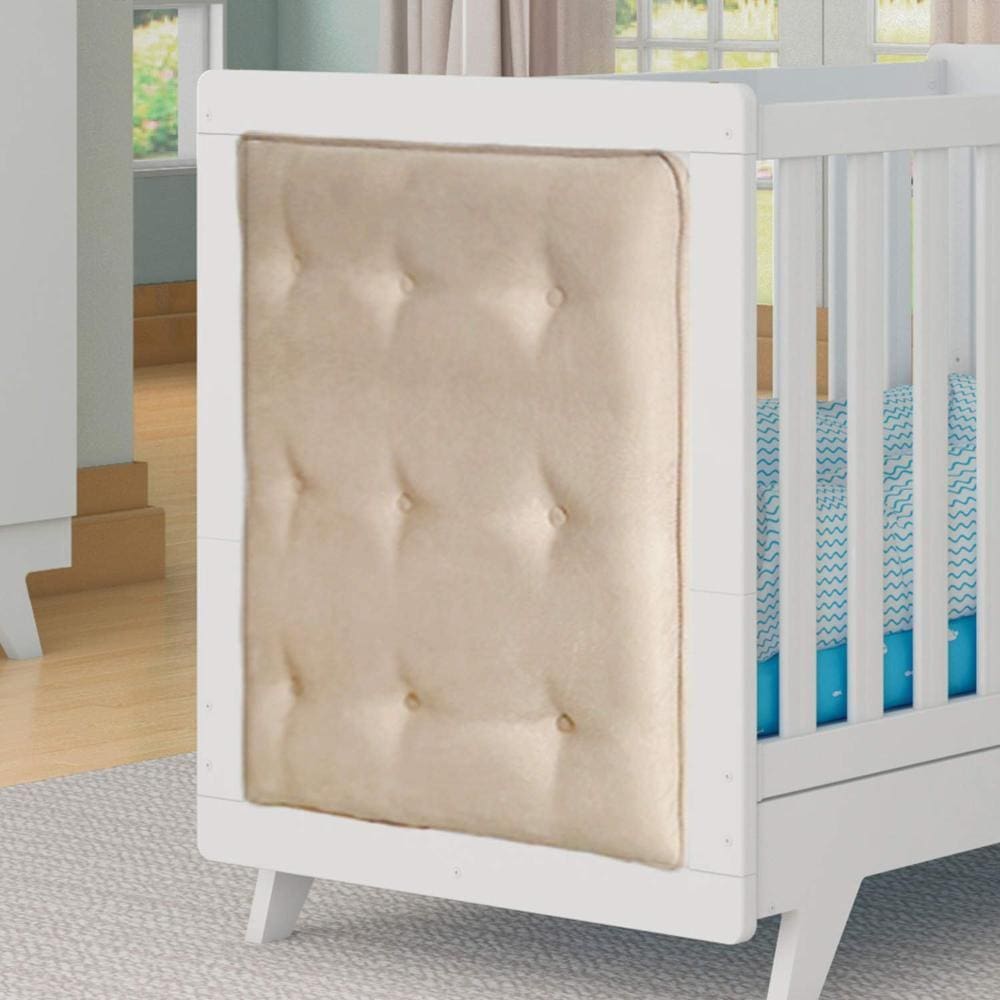 Kit Capitonê Berço 2 Peças Retrô Móveis Peroba Corino Bege