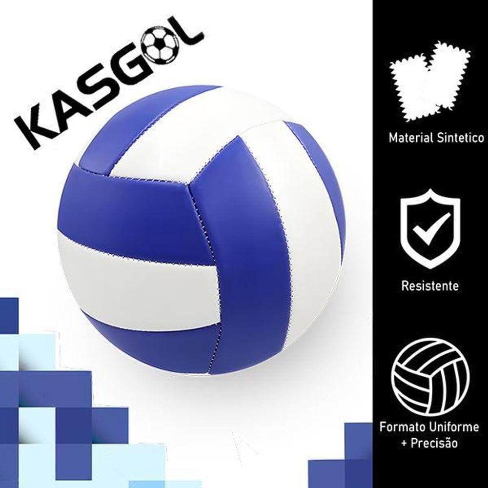 Bola De Vôlei Tamanho Padrão Kasgol Azul E Branco