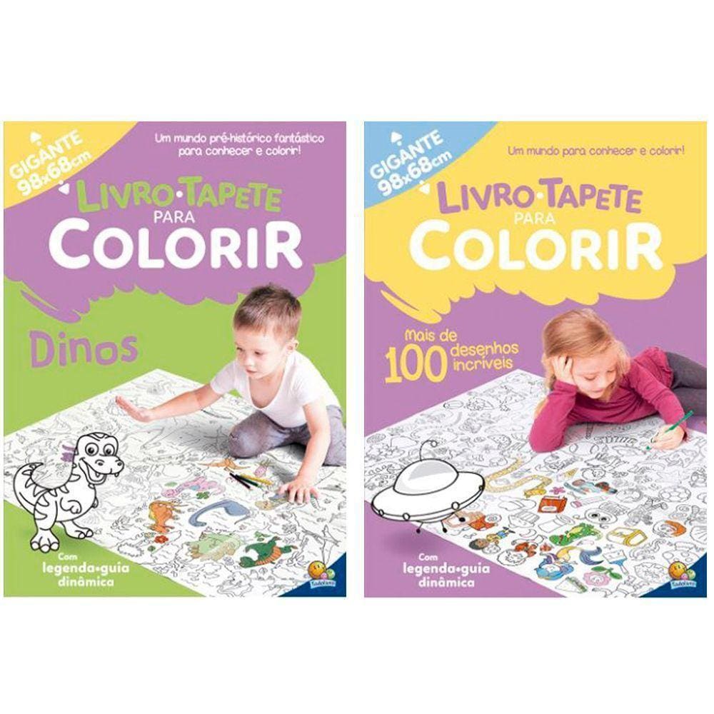 Kit 2 Livros Para Colorir Infantil Tapete Gigante 98x68cm