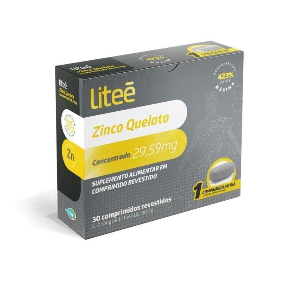 Zinco Quelato Concentrado 29,59mg - 30 Comprimidos Revestidos - 423% Da Idr