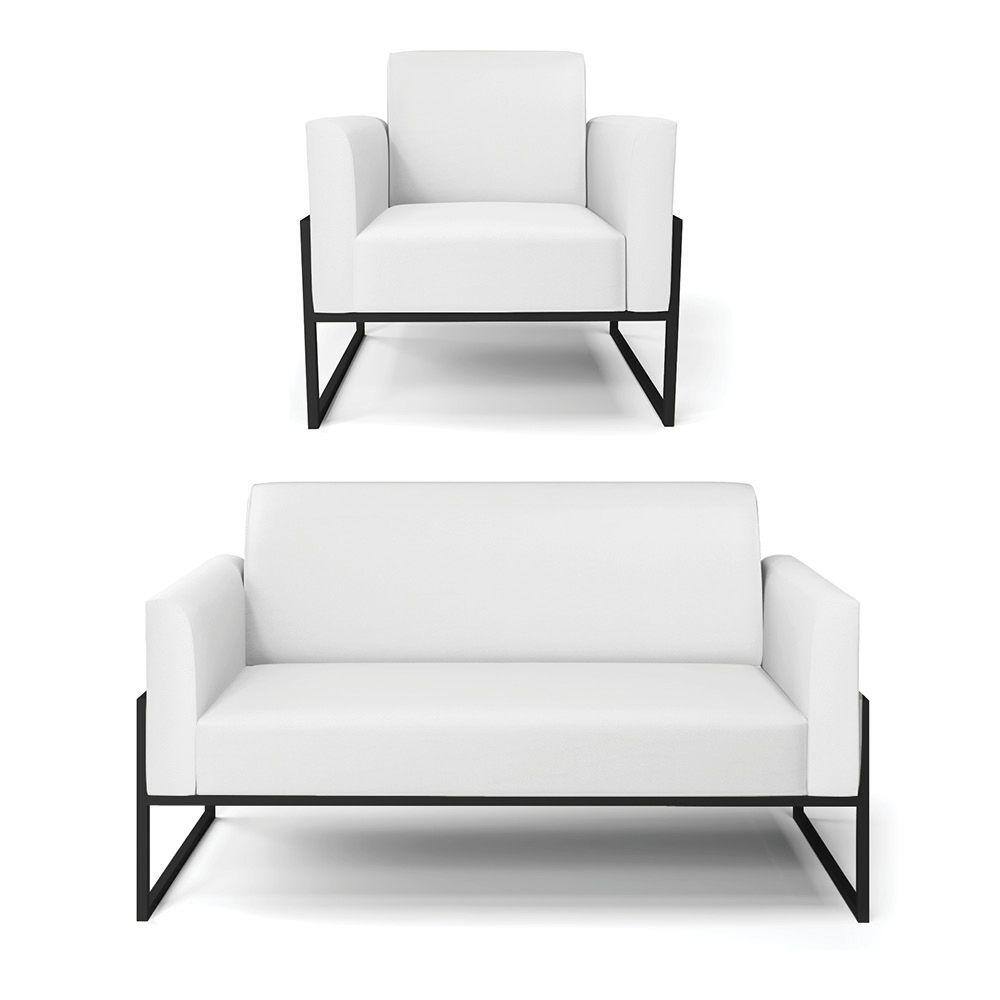 Sofá Namoradeira com Poltrona Base Industrial Alta Preto Marisa Corino D03 - D`Rossi