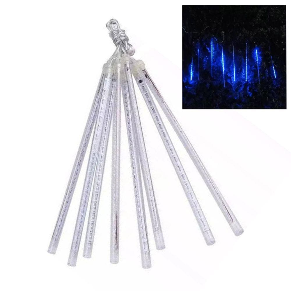 Cascata Chuva de Neve Natal 108 LEDs 8 Tubos Natalino Pisca Pisca Queda Gelo