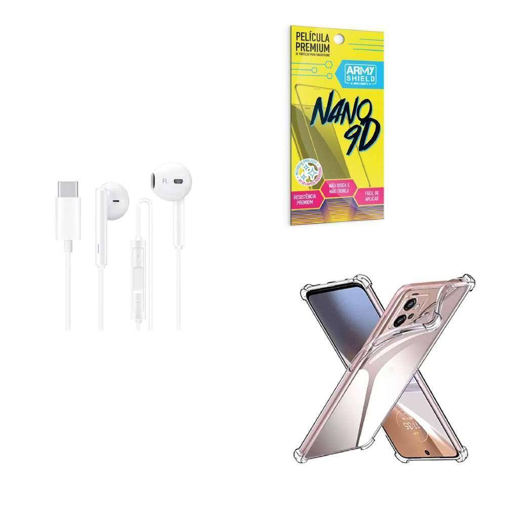 Capinha Motorola E23 + Fone De Ouvido Tipo C + Película 9D