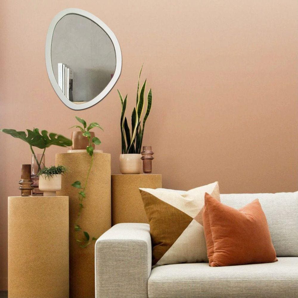 Espelho Decorativo Emoldurado Orgânico 29cm x 44cm E2G Design Branco