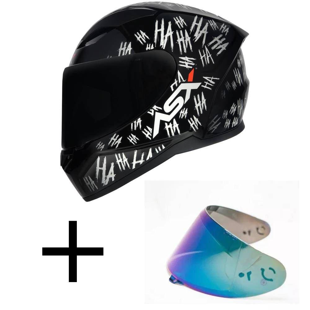 Capacete ASX City Fun Preto e Branco Mais Viseira Camaleão