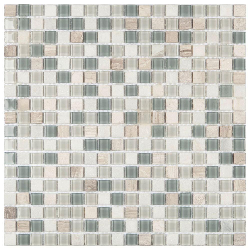 Pastilha de Mármore e Vidro Slim Glass Mosaic Cinza