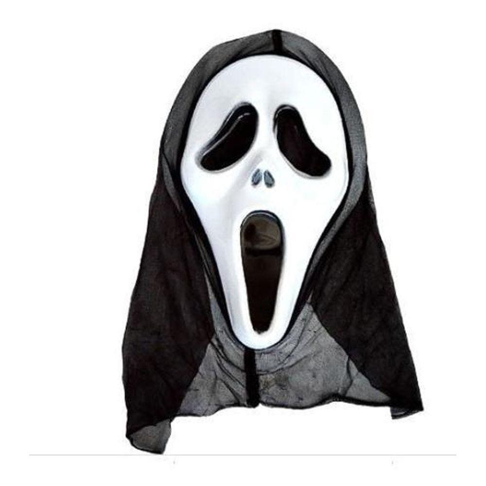 Máscara Pânico com Capuz Preto para Fantasia Halloween 29 cm