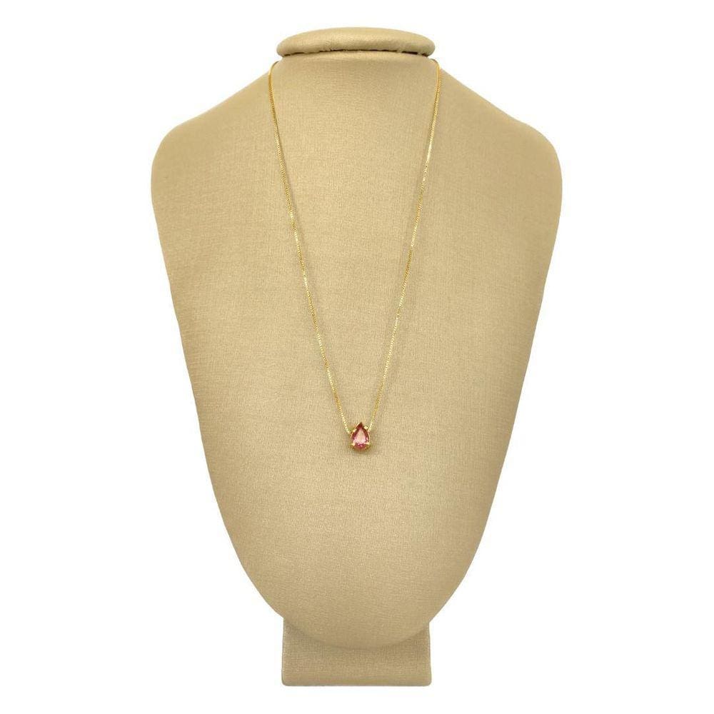 Colar Prata 925 + Ouro Turmalina Rosa - P. Vecchio