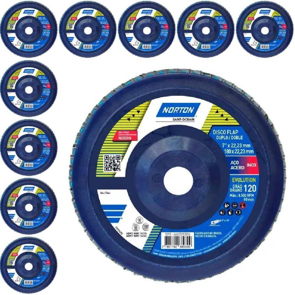 Disco de Lixa Flap 7 POL Grão 120 com 10 Unidades NORTON