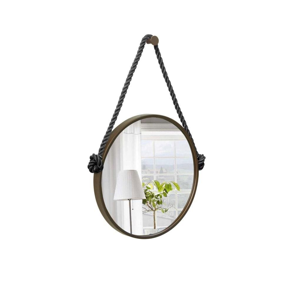 Espelho Decorativo Adnet Alça Corda Naval 40 cm Redondo