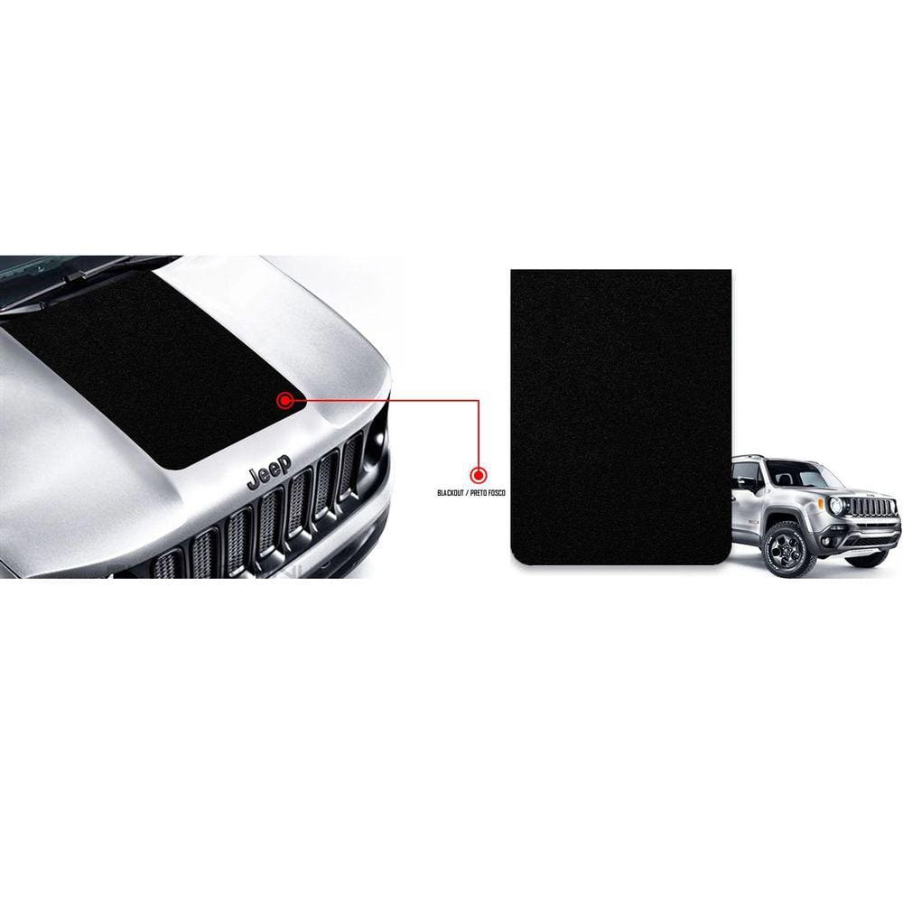 Faixa Adesiva Esportiva do Capô Jeep Renegade 2015 2016 2017 2018 2019 - Preto Fosco / Blackout