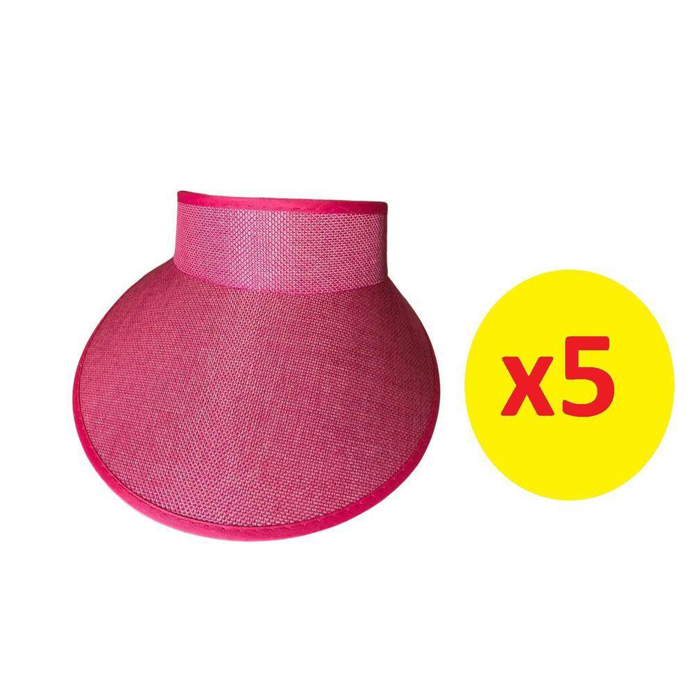 Kit 5 Viseiras Tiara Arco Rosa Aba 12Cm Com Elástico Praia