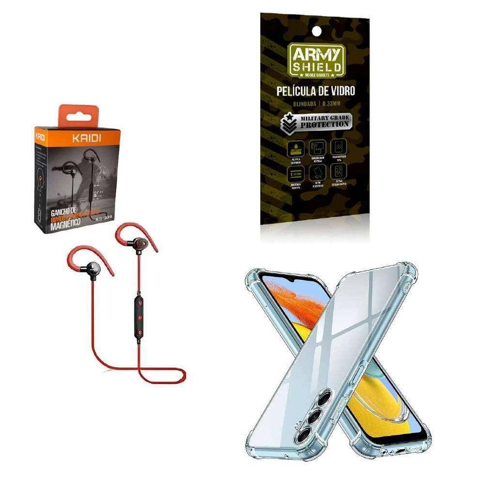 Kit Capinha Samsung M14 6.6 Fone Esportivo E Película 3D