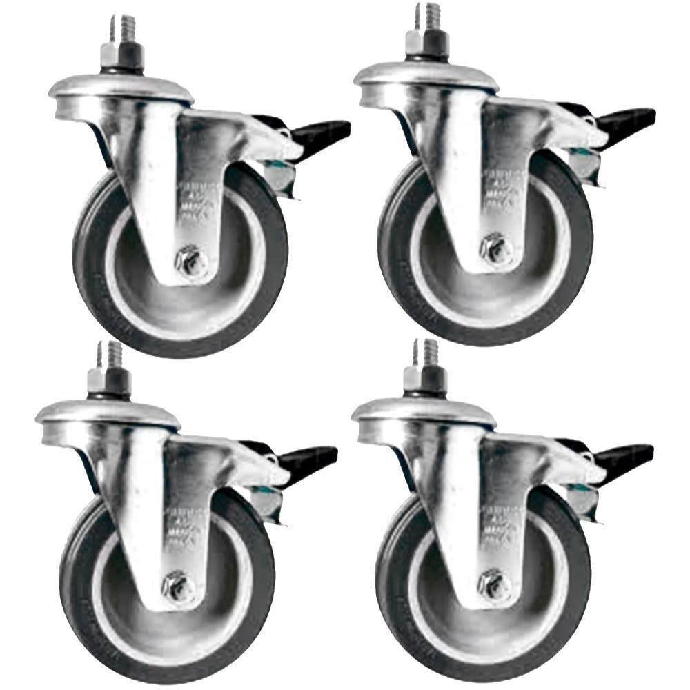 Rodizio Giratório 4 POL Com Espiga e Freio até 65kg 4 Unidades SCHIOPPA