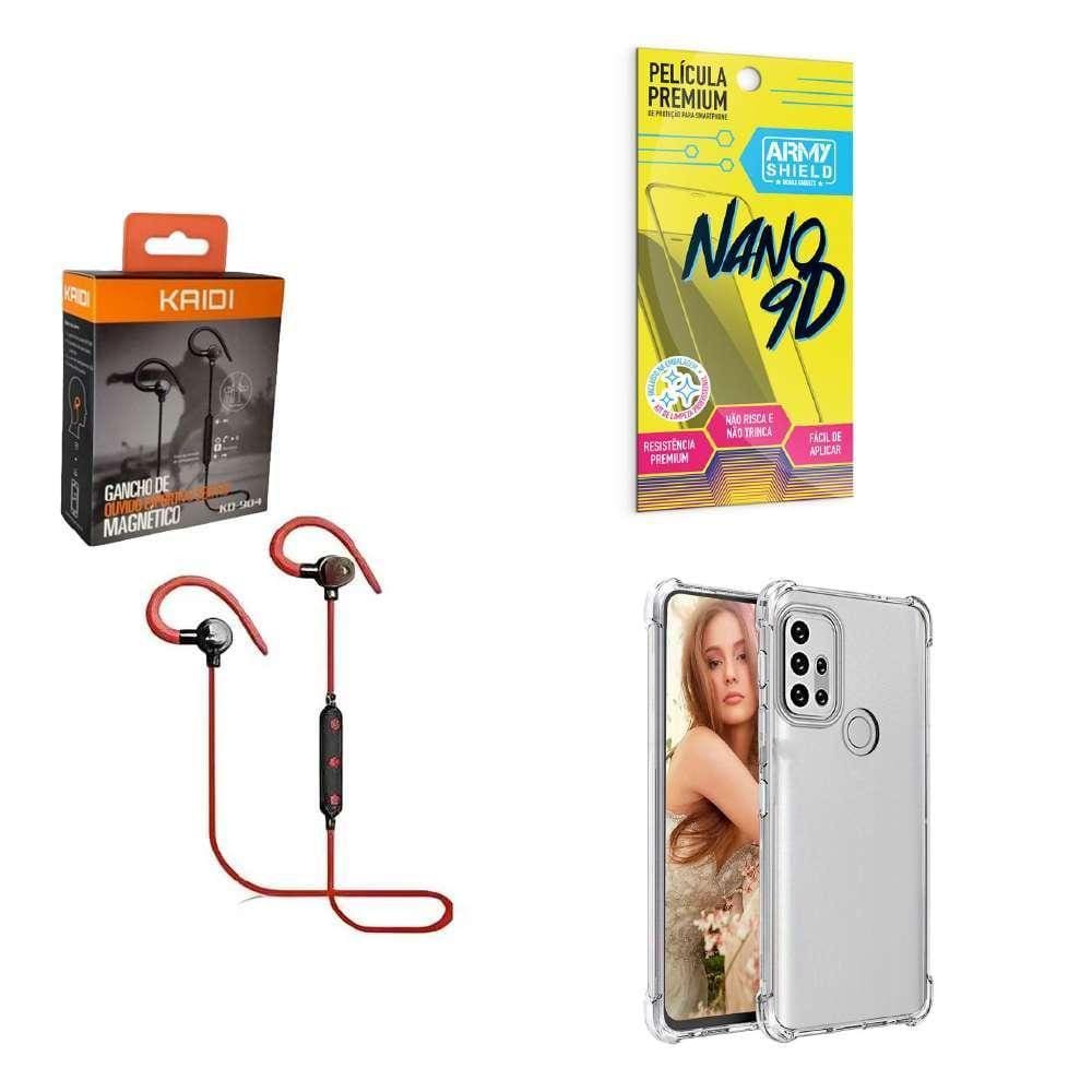 Kit Capinha Motorola G10 Fone Bluetooth E Película 9D