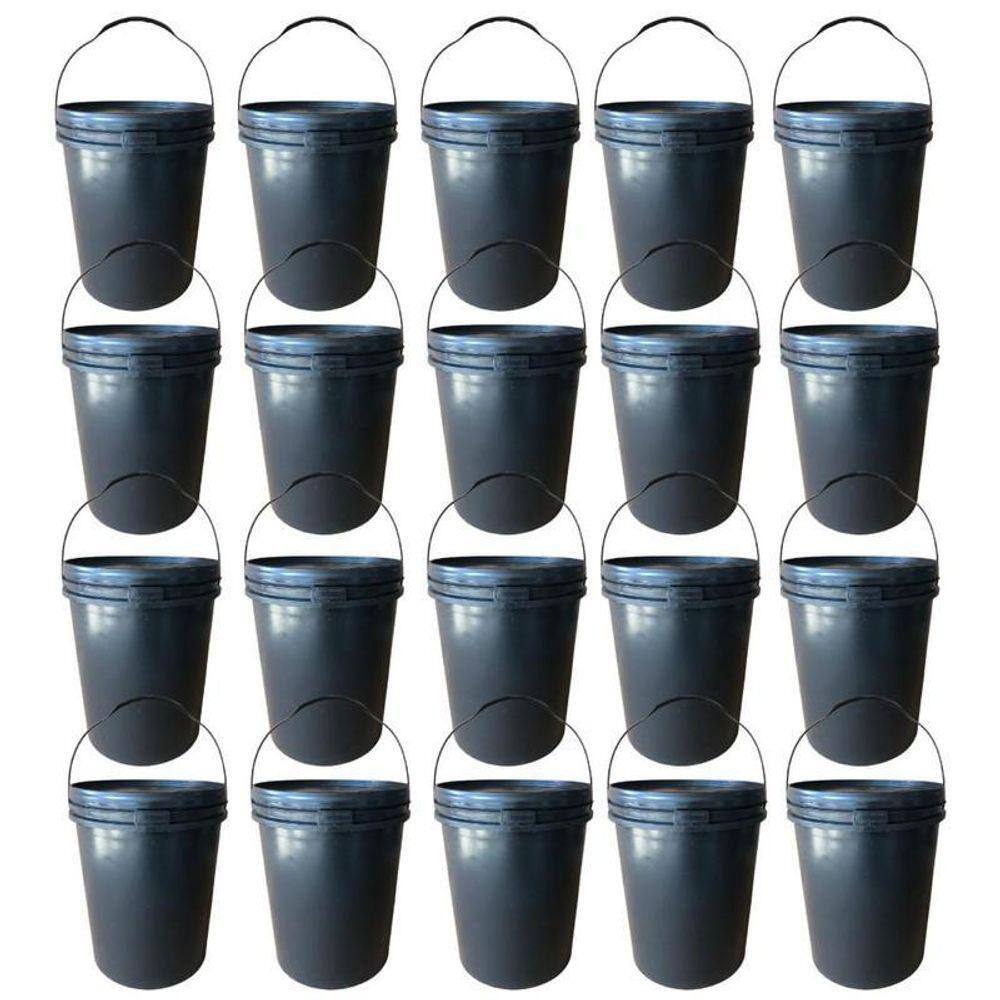 Balde 16L Para Álcool Gel Alça Plástica Com Tampa - 20 Pçs