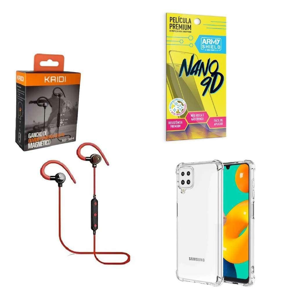 Kit Capinha Samsung M32 Fone Bluetooth E Película 9D