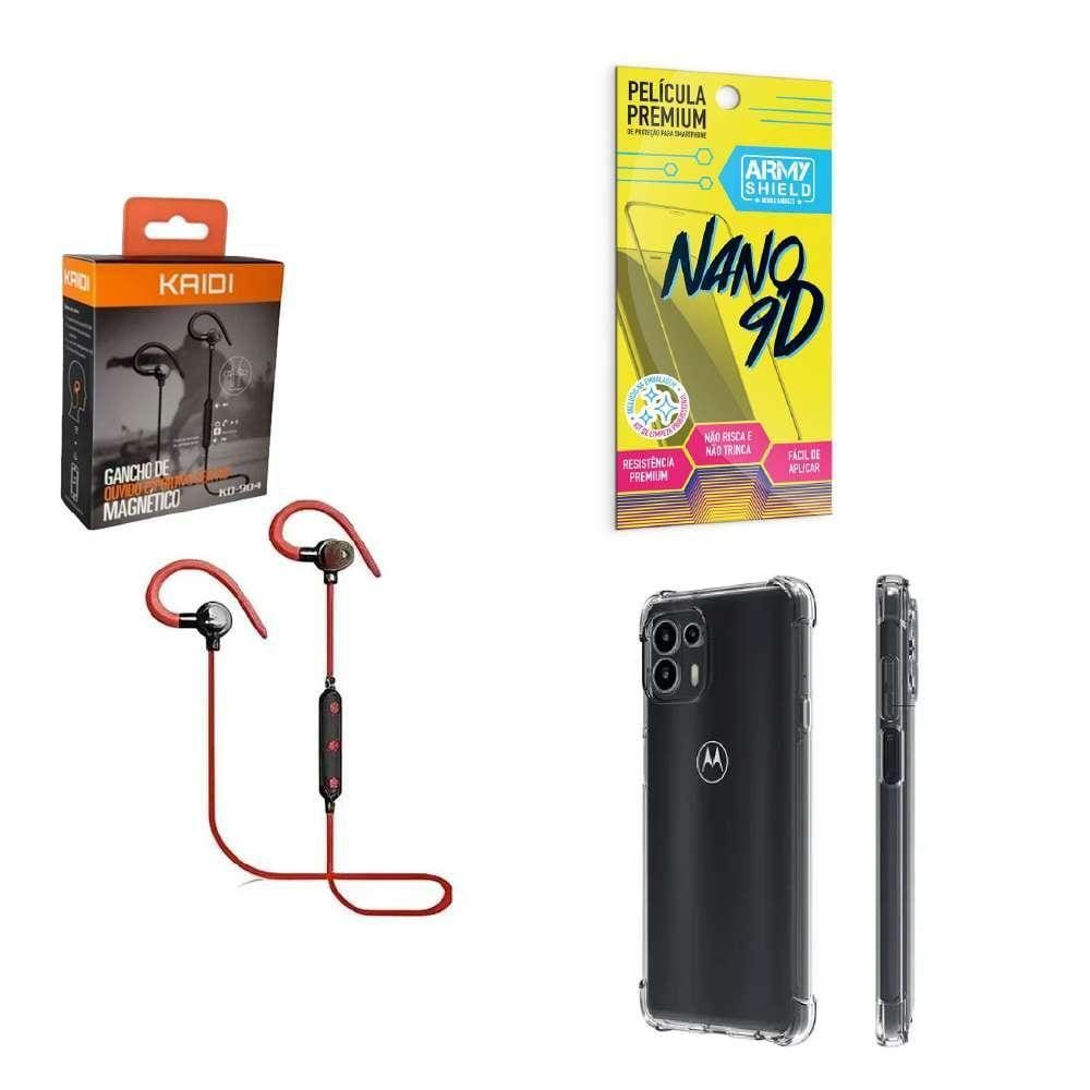 Kit Capinha Moto Edge 20 Pro Fone Bluetooth E Película 9D