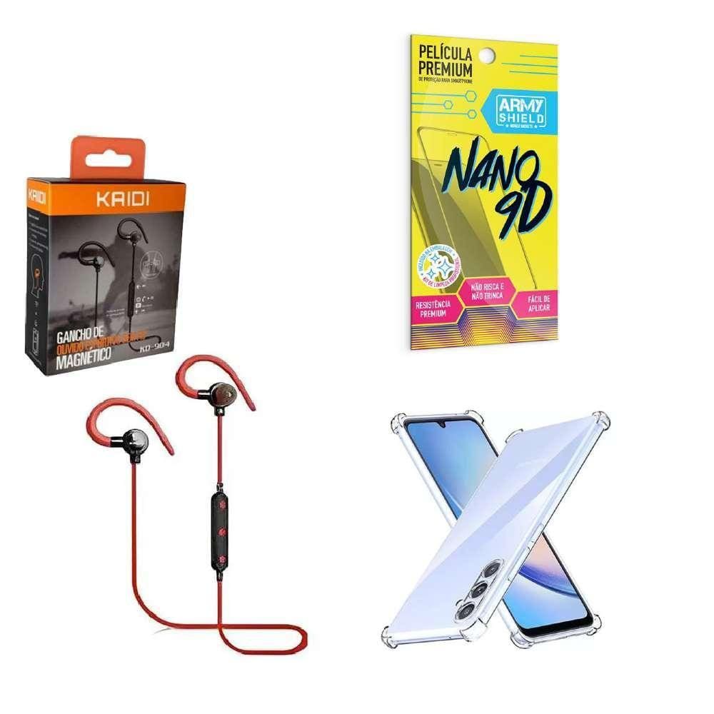 Kit Capinha Samsung A34 Fone Bluetooth E Película 9D