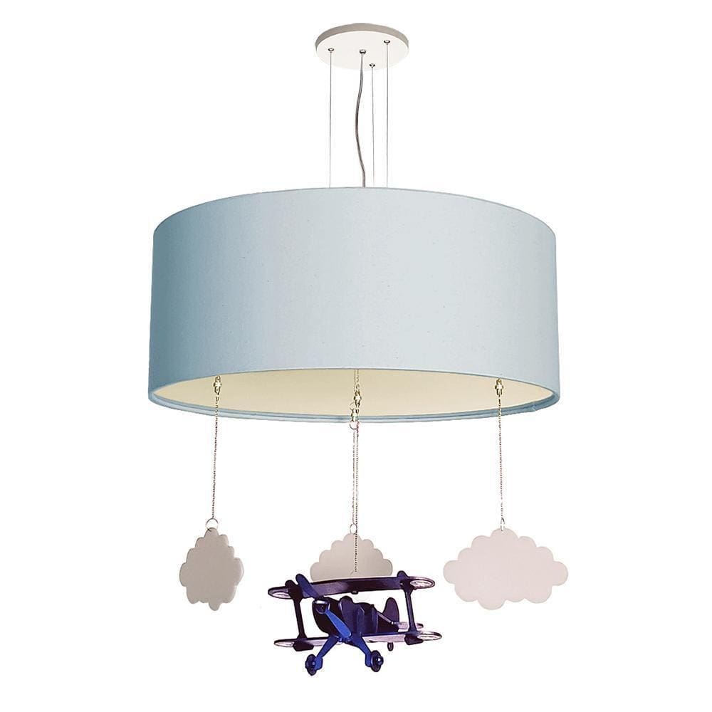 Luminária de Teto Pendente Infantil Avião 40cm Azul