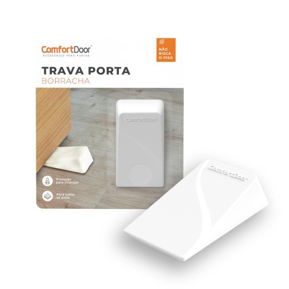Calço Trava Porta De Borracha Branco Coleção Comfort Door