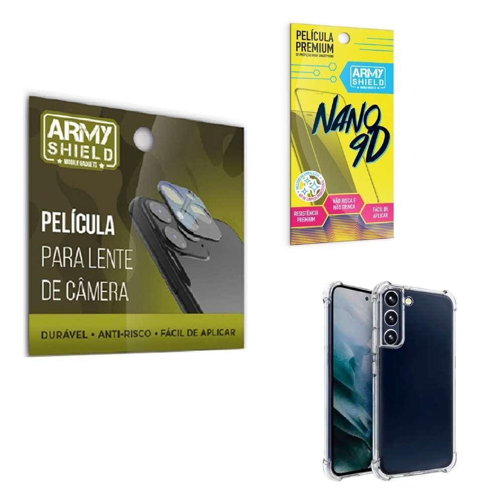 Película De Câmera E Tela Samsung S23 Com Capinha Anti Shock