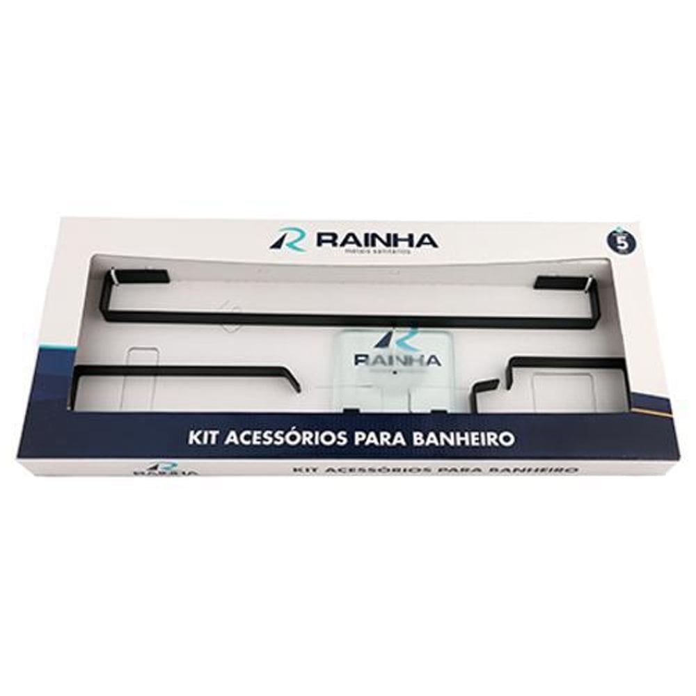 Kit De Acessórios Rainha Quadra Preto Fosco 5 Peças Preto