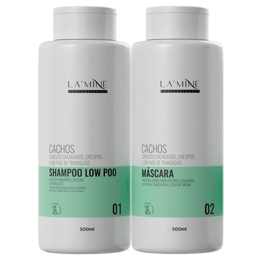 Kit Shampoo + Máscara Cachos Cabelos Cacheados Lamine 500ml